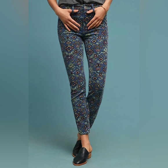 Pilcro Anthropologie patterned corduroy high rise skinny jeans - Picture 1 of 8